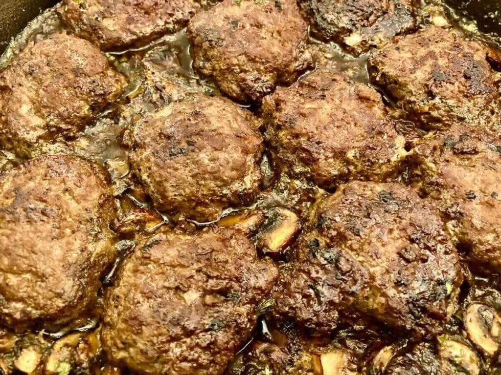 close up of gluten-free Salisbury Steak