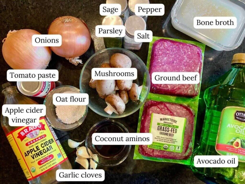 Ingredients for gluten-free Salisbury Steak