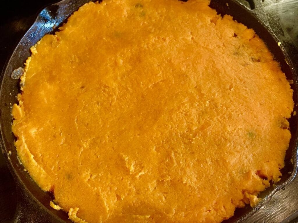 Sweet potato cottage pie before baking