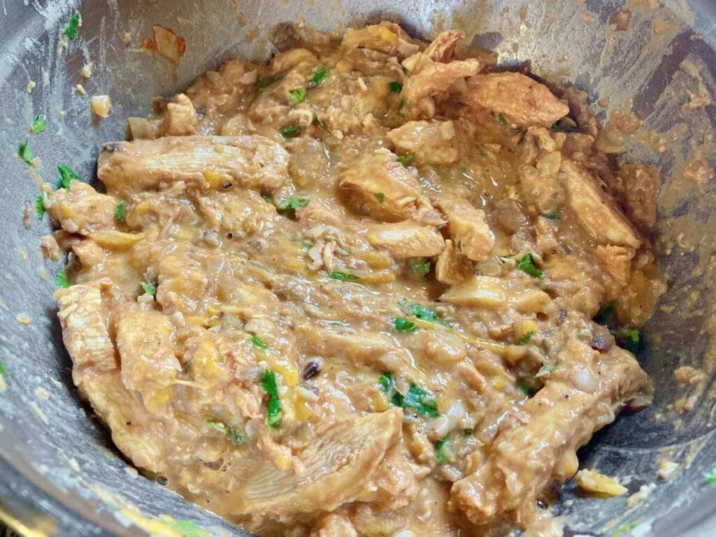 Enchilada filling in a bowl.
