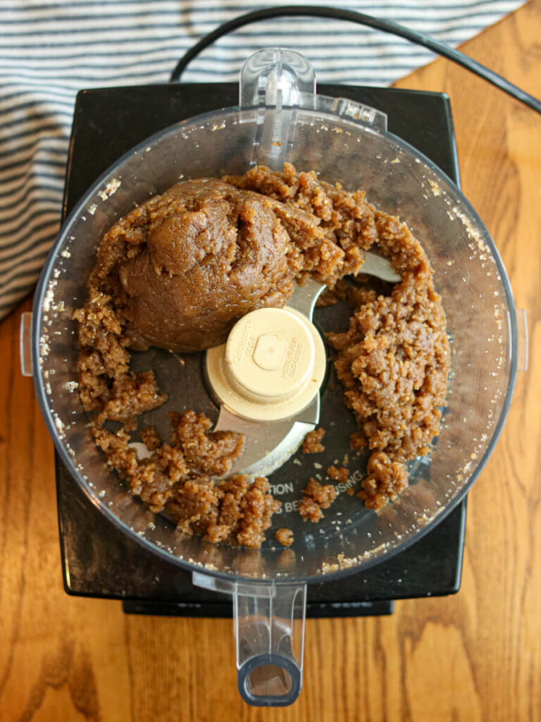 Energy ball mixture in a food processor.