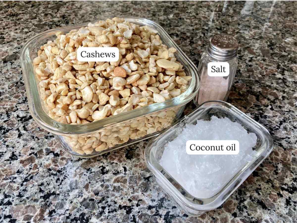 Ingredients for cashew butter on a counter