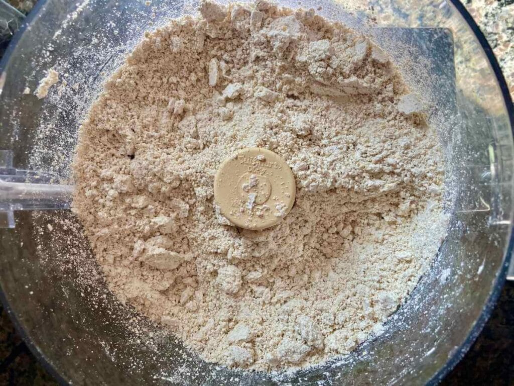 Oat flour in a food processor.