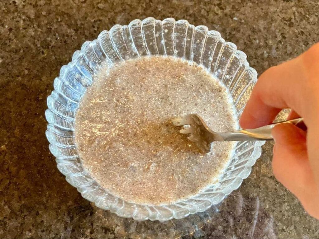 Chia seeds soaking in water.