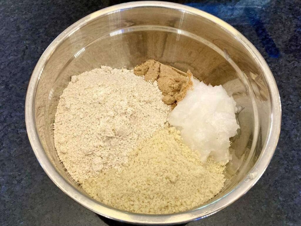 Topping ingredients in a bowl.
