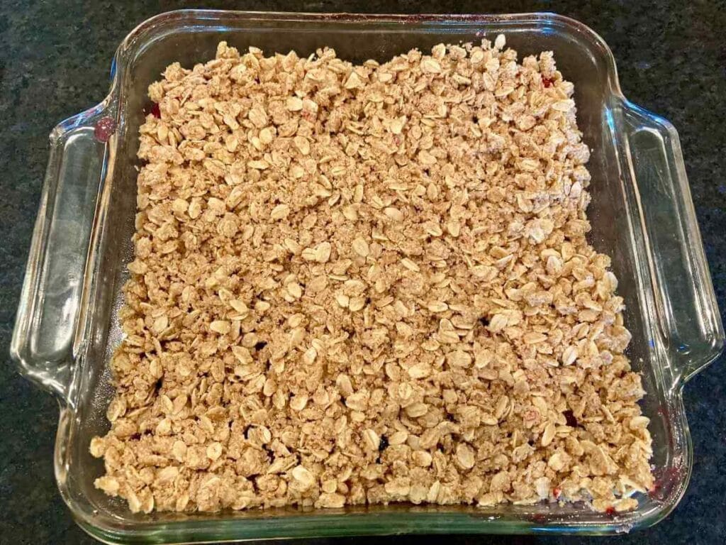 Cranberry crisp bars before baking.