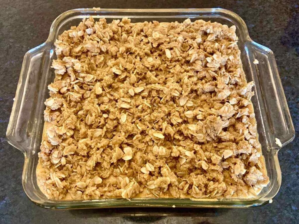 Gluten-free pumpkin cheesecake bars before baking.