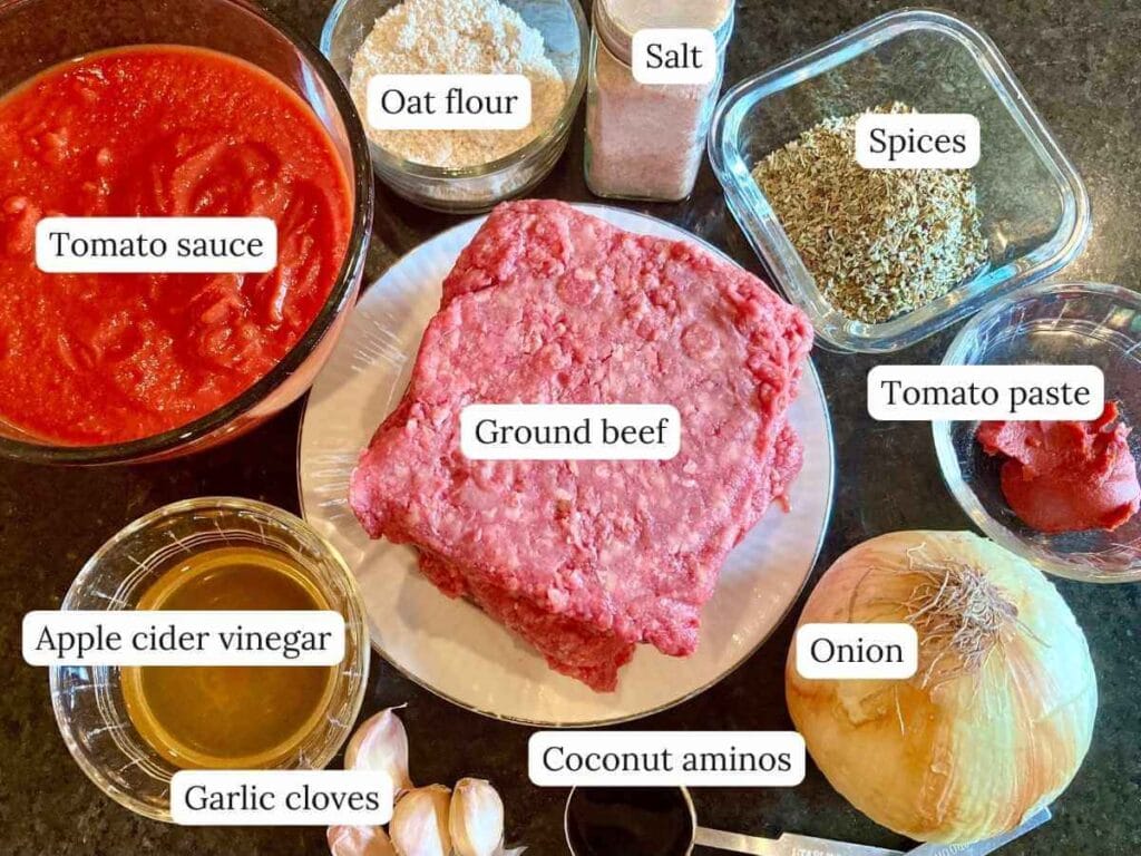 Ingredients for meatloaf and meatballs.
