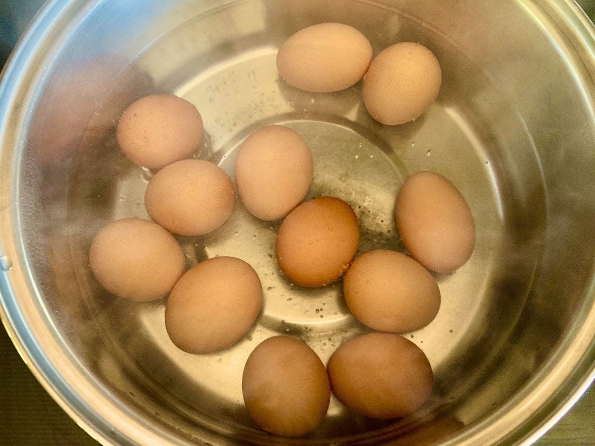 Eggs in boiling water