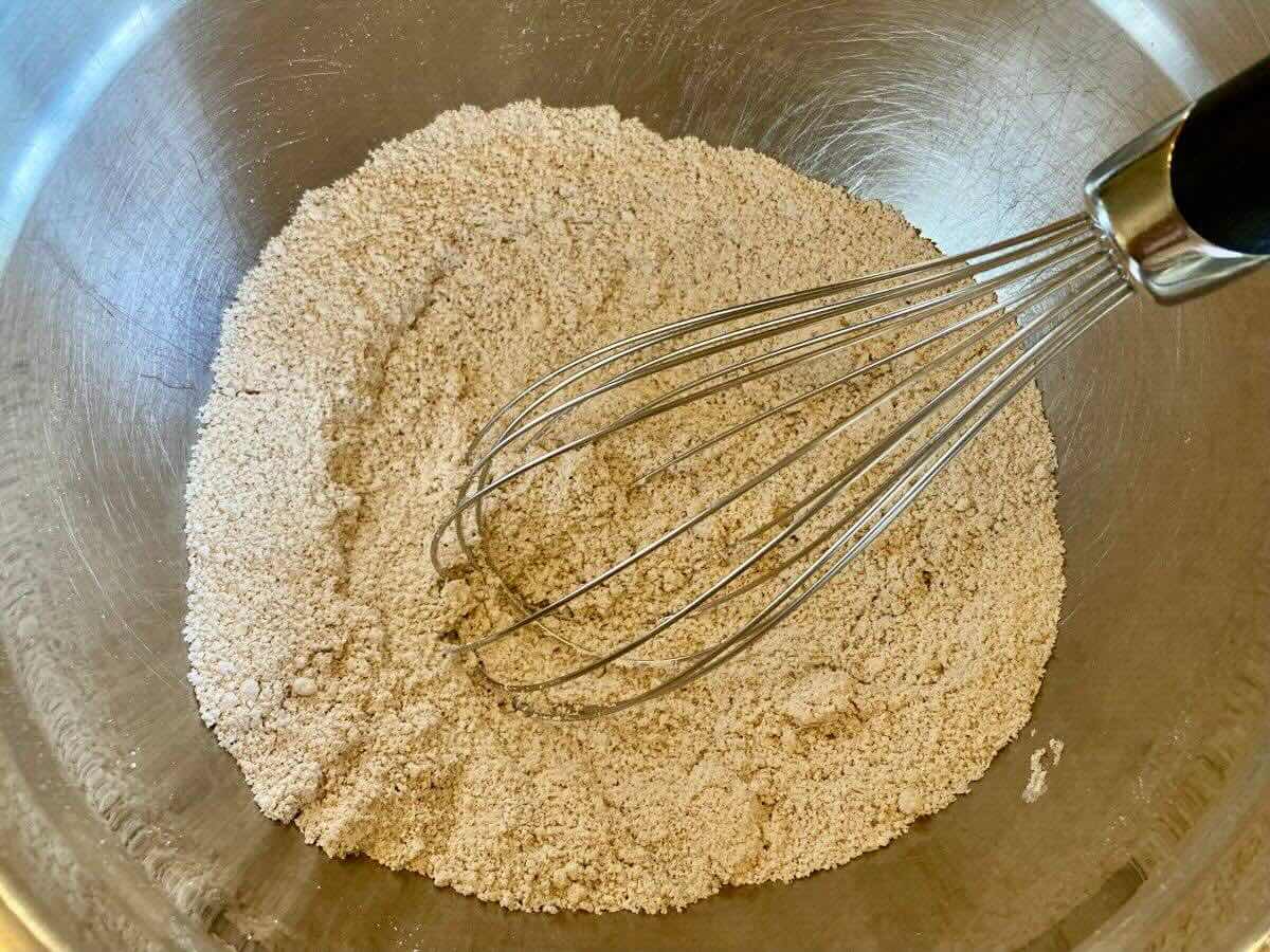 Mixing dry ingredients in bowl