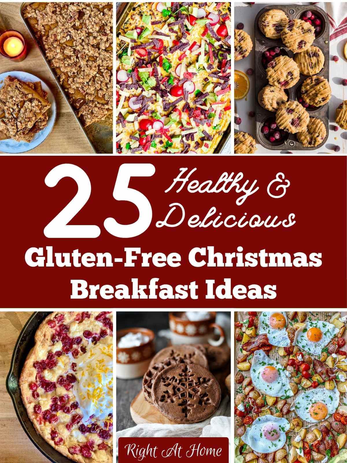 Collage with gluten-free Christmas breakfast ideas