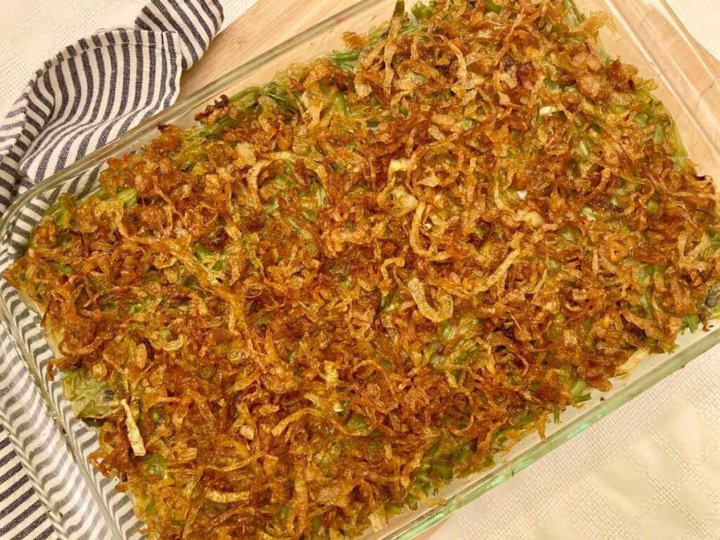 green bean casserole on table