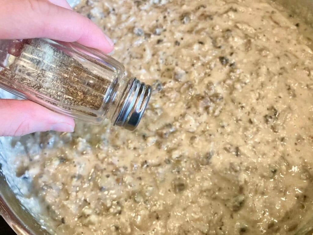 Adding pepper to gluten-free cream of mushroom soup