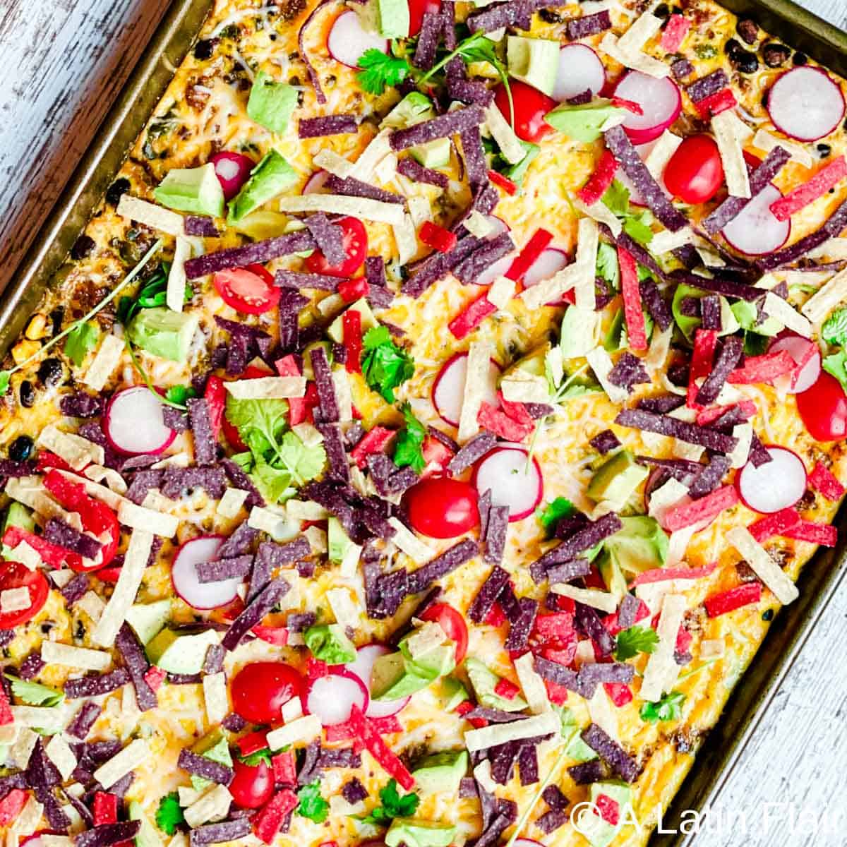 Mexican chorizo frittata in a sheet pan