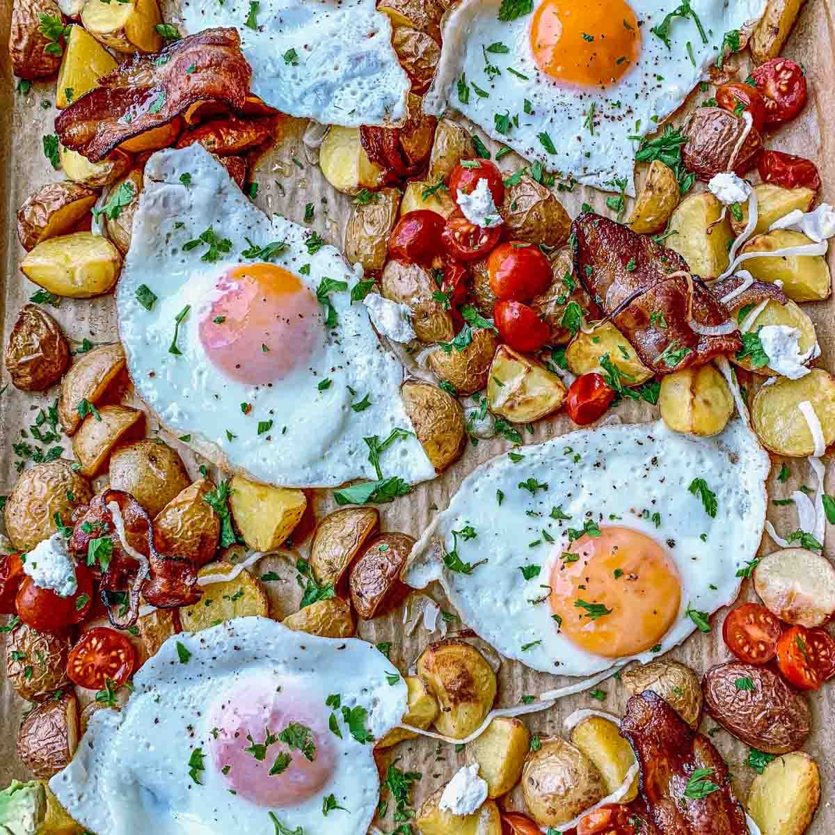 Sheet pan breakfast hash on a pan