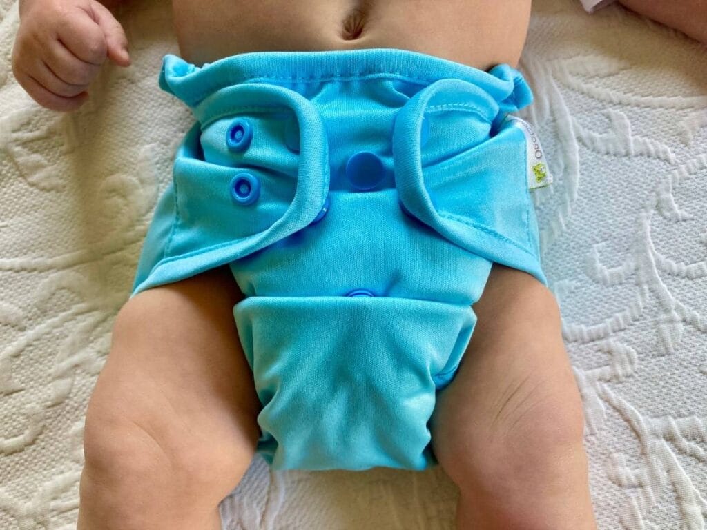 Cloth diaper on baby