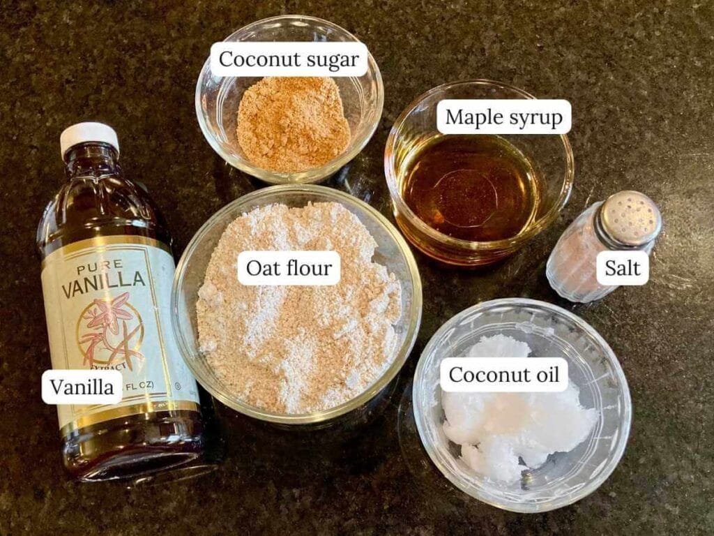 Gluten-free pie crumb topping ingredients on counter