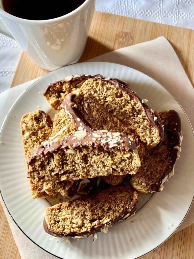 Gluten-free biscotti on plate