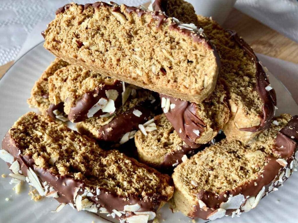 Close up of stack of gluten-free biscotti