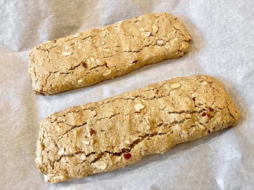Baked biscotti logs