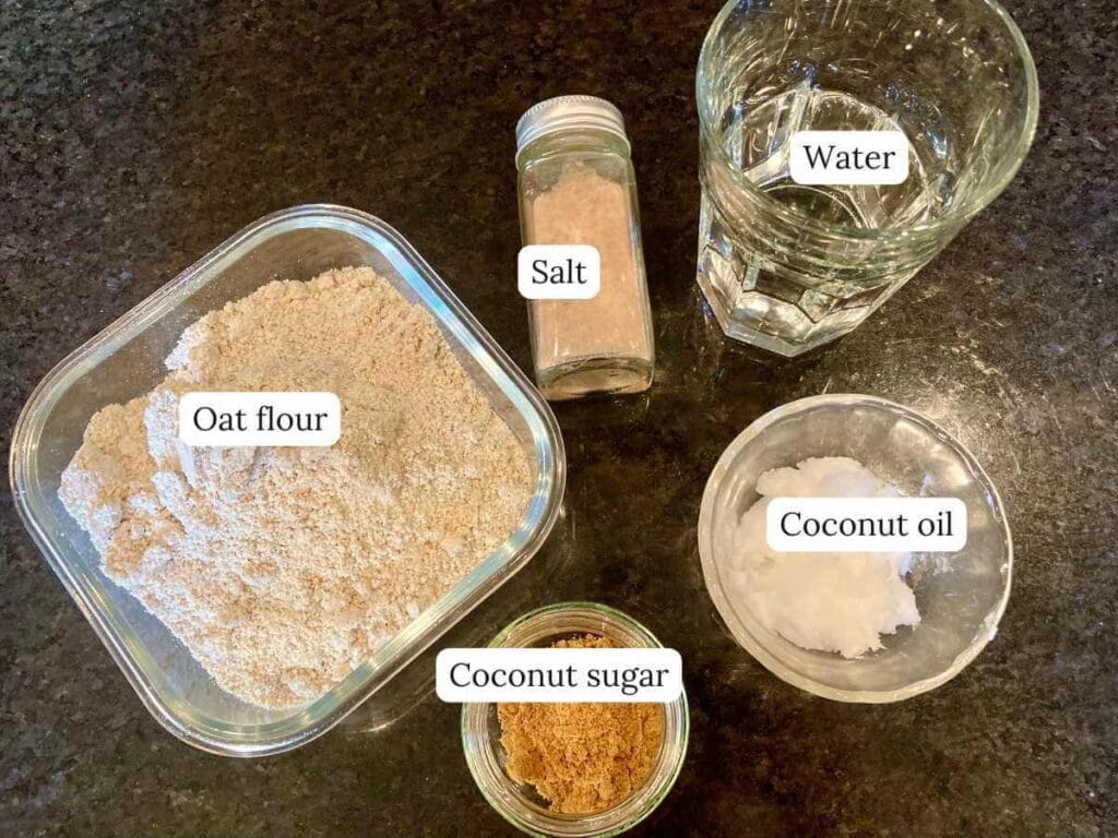 Ingredients for oat flour pie crust on counter