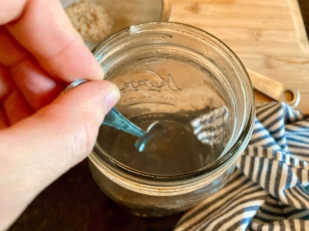 Dissolving sugar in hot water