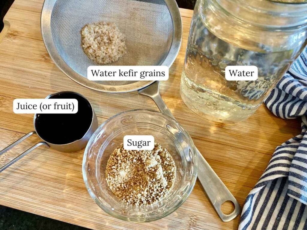 Ingredients for water kefir on counter