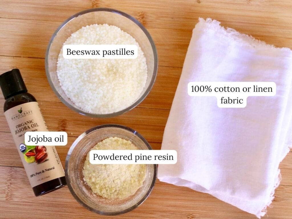 Supplies for beeswax food wraps