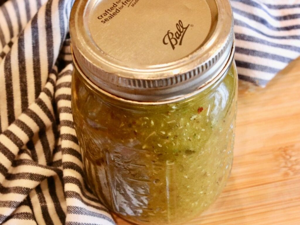 Italian vinaigrette in a mason jar