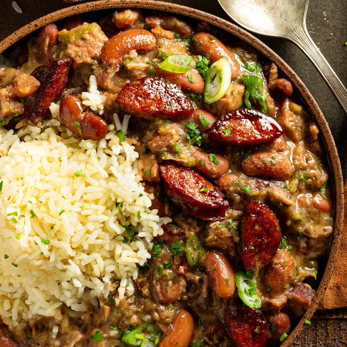 red beans and rice in a bowl