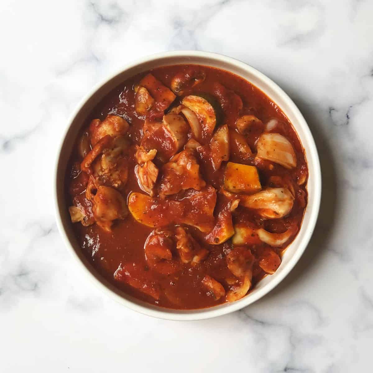 Chicken cacciatore in a bowl