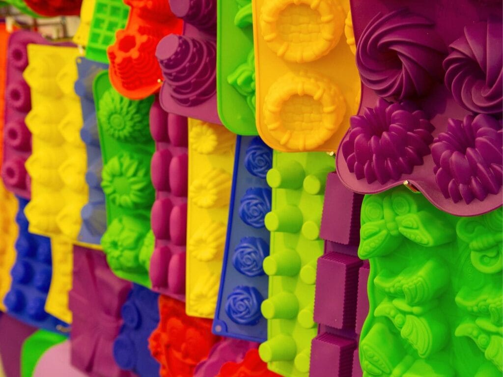 Variety of silicone bakeware.