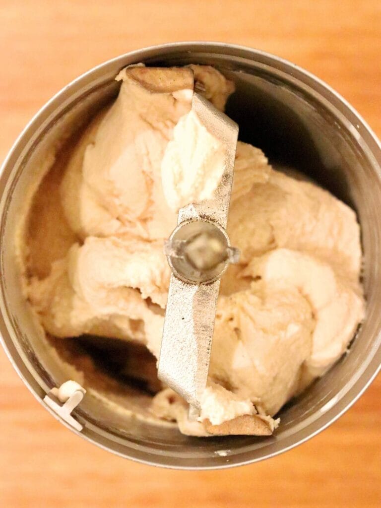 Homemade ice cream in a ice cream maker.