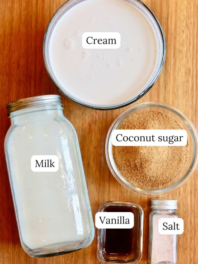 The ingredients for homemade ice cream.
