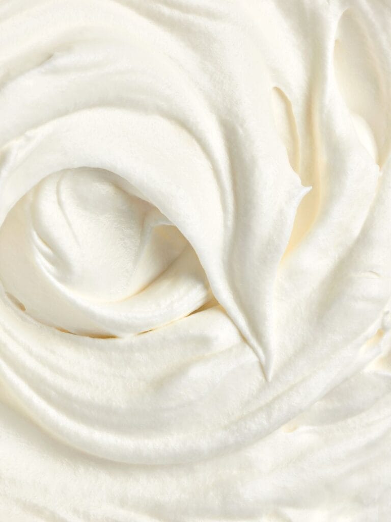 Closeup of whipped cream.
