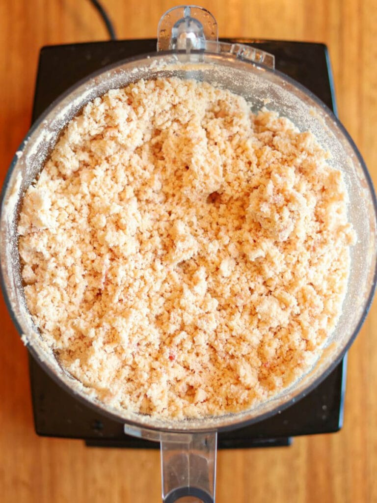 Ground tallow in a food processor.