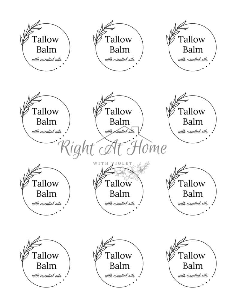 Tallow balm printable label sheet.